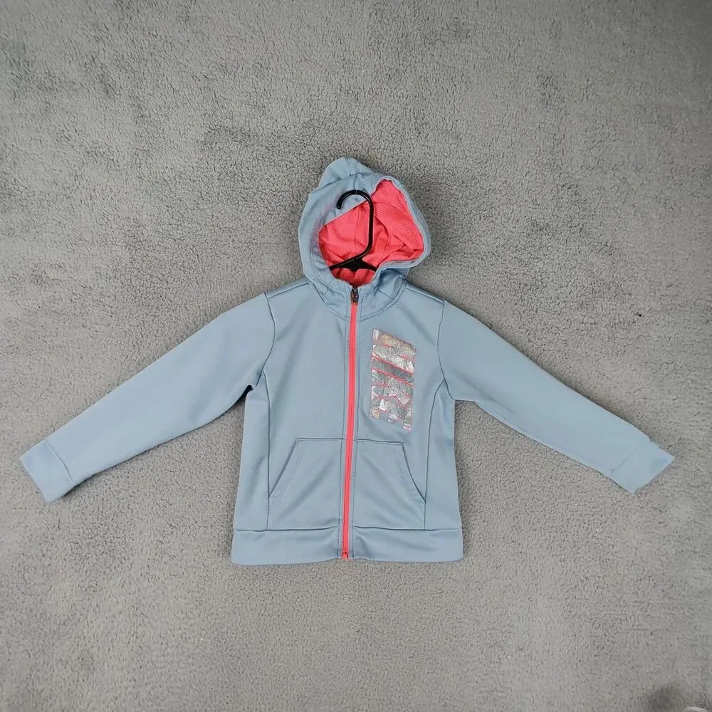 Nike Hoodie Grey Blue 6X Full Zip Long Sleeve Shacket Hooded Sweater Dri fit
